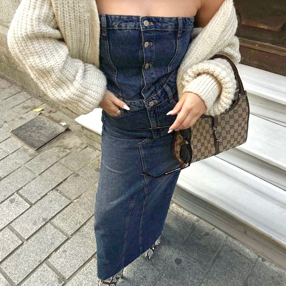 NEW Zara denim midi dress - Picture 2 of 16